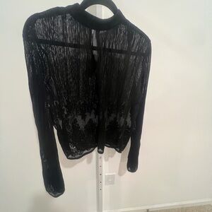 BAR III BLACK OPEN KNIT (sheer) blouse / SIZE M